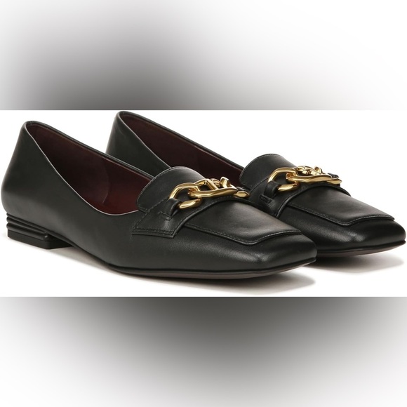 Franco Sarto women’s Tiari Elegant Black slip onLoafers w/ Gold Accent sz 8.5M - Picture 1 of 15